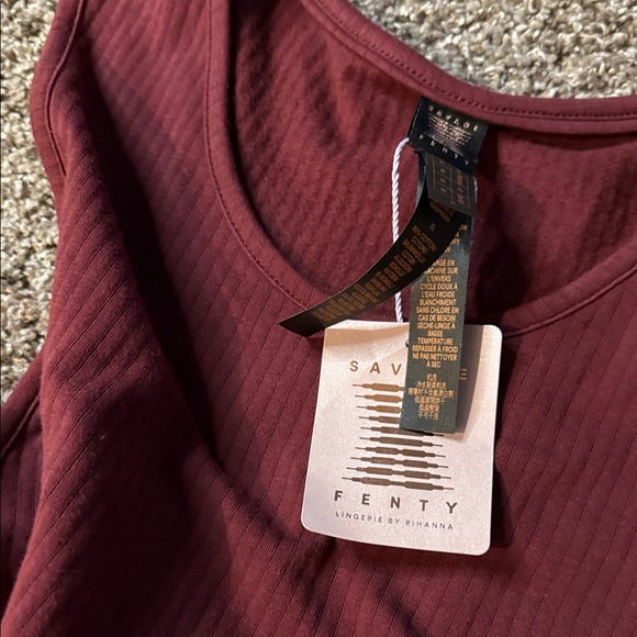 Savage X Fenty Maroon Ribbed Apparel pajama set XL - Picture 6 of 7